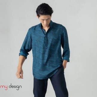 Silk men shirt- TURMERIC - PLEATS